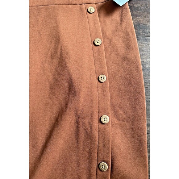 London Times Women's Short Sleeves Button-Trim Crepe Sheath Dress Cedar brown 12 - Picture 6 of 8